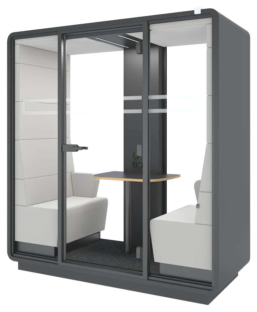Hushmeet S acoustic pod, side view