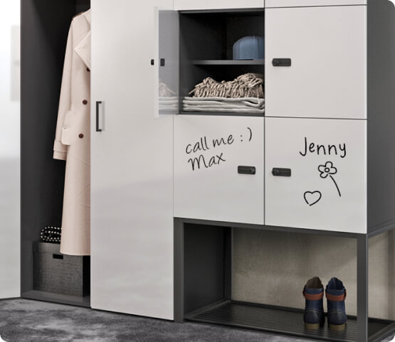 Hushlock fronts with handwritten notes from employees