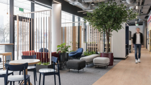 Shared lounge area of the coworking space