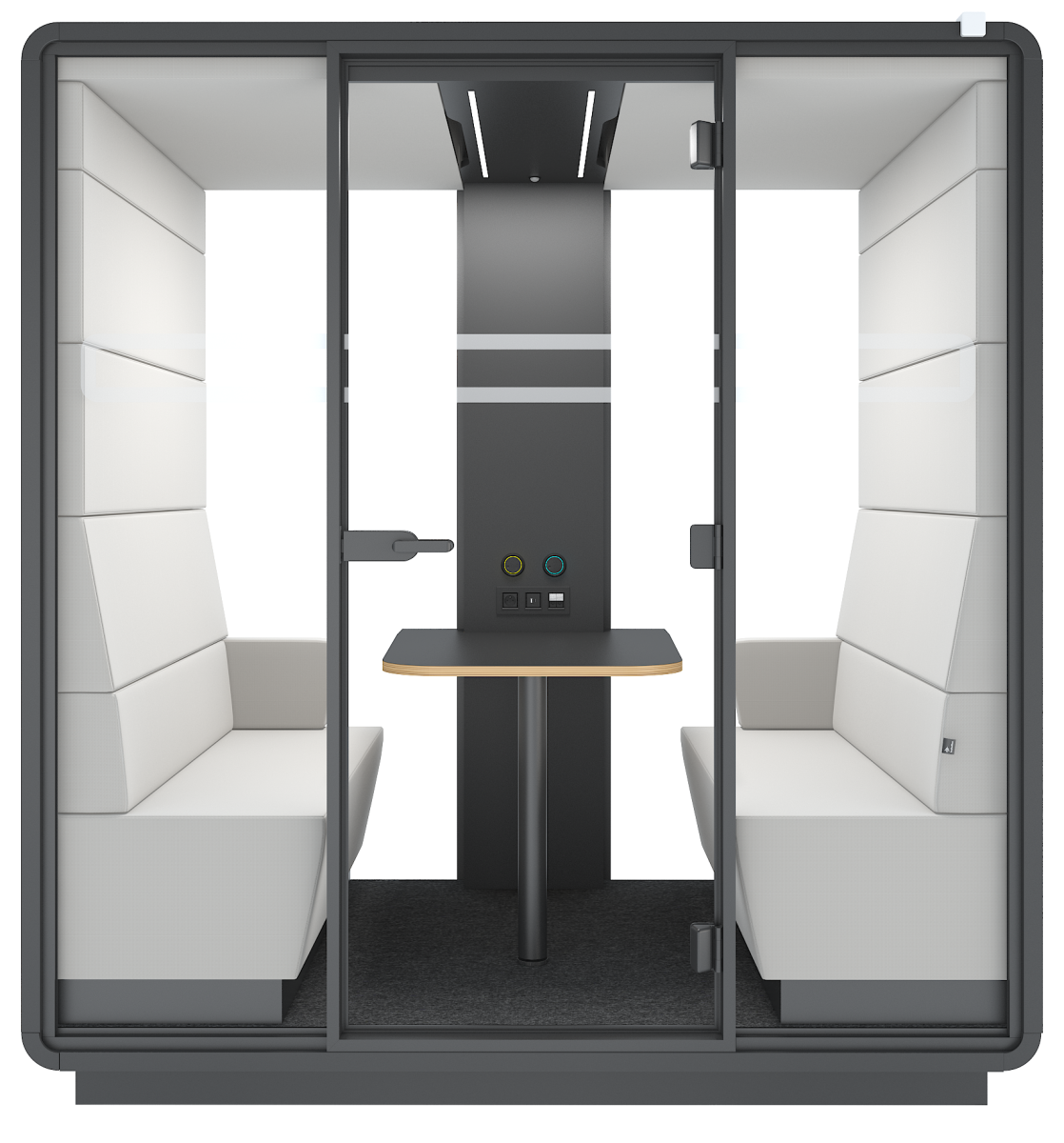 Hushmeet acoustic pod seen from the front