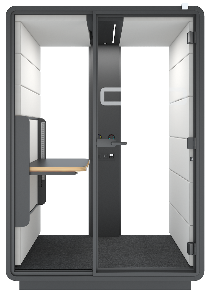 Hushwork Sit&Stand acoustic pod seen from the front