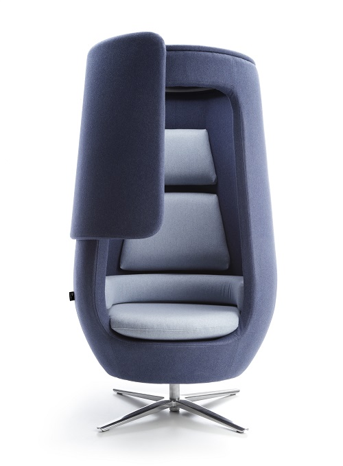 A11 armchair seen from the front with the sliding panel open