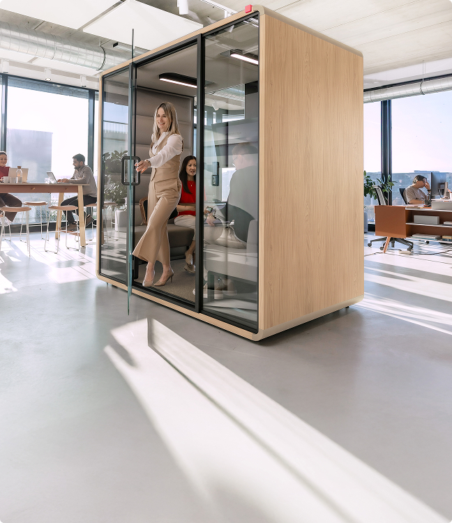 Hushoffice acoustic pod in a showroom