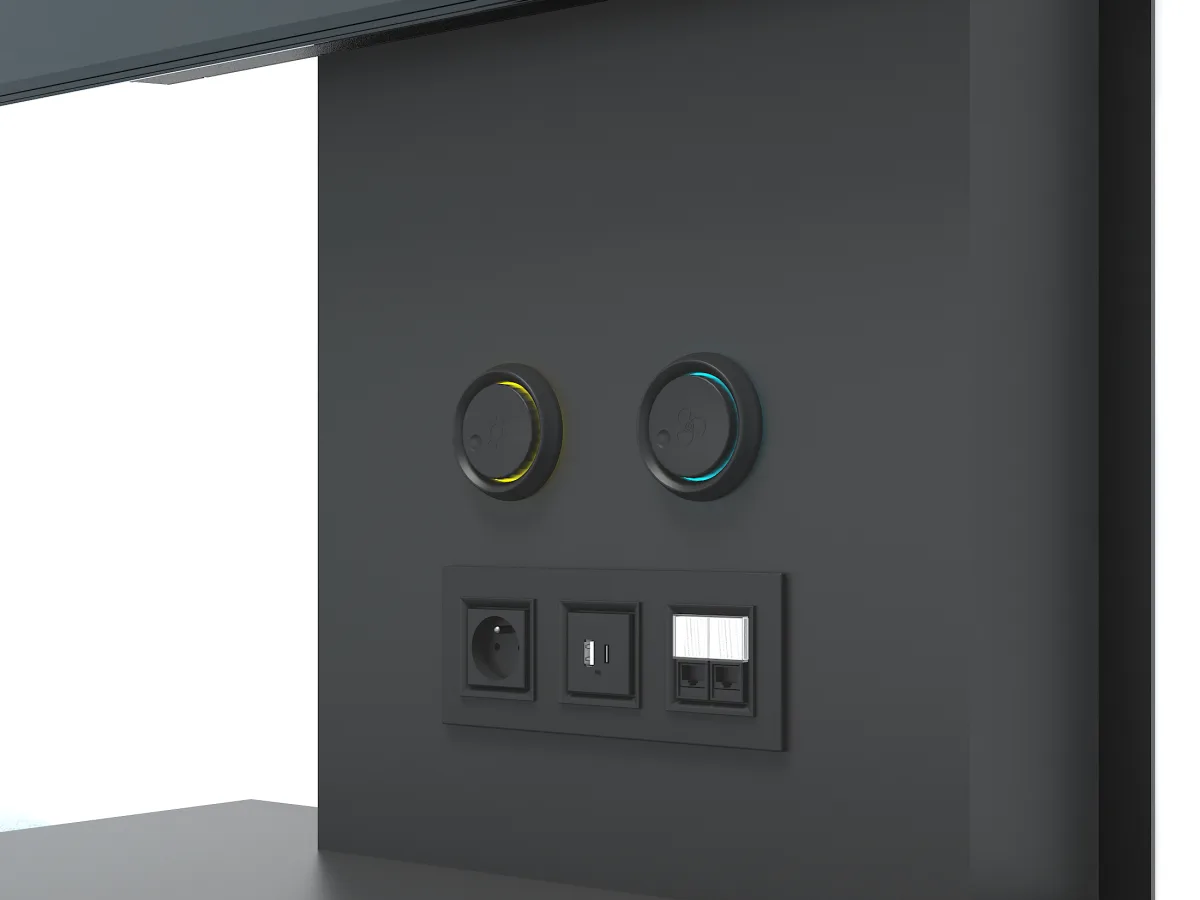 Power module with sockets and control knobs