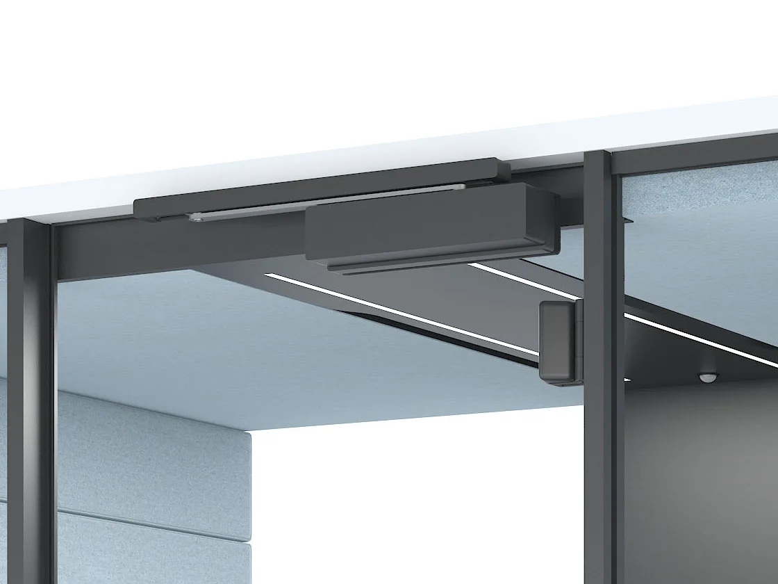 Door closer mounted on a Hushclassic pod